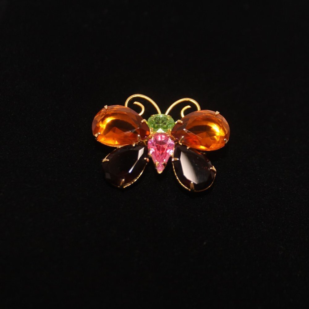 Joan Rivers Vintage Rhinestone Brooch Pin Butterfly - Picture 8 of 11
